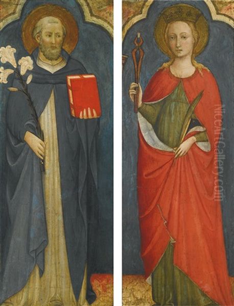 Saint Dominic And Saint Apollonia Oil Painting by  Lippo d'Andrea (Ambrogio di Baldese)