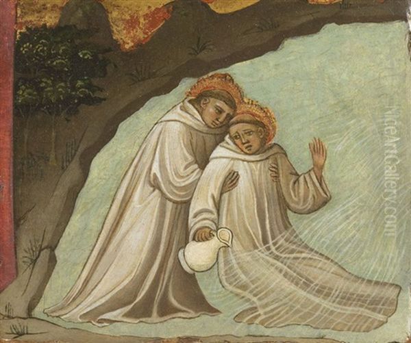 Deux Saints Dans Un Fleuve Oil Painting by  Lippo d'Andrea (Ambrogio di Baldese)