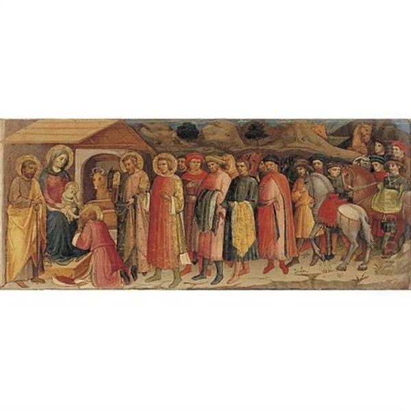 The Adoration Of The Magi (a Predella Of An Altarpiece) Oil Painting by  Lippo d'Andrea (Ambrogio di Baldese)