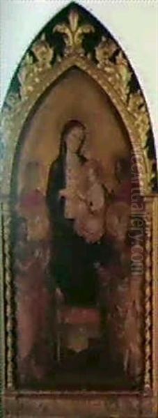 La Vierge Et L'enfent En Trone Entre Six Saints Oil Painting by  Lippo d'Andrea (Ambrogio di Baldese)