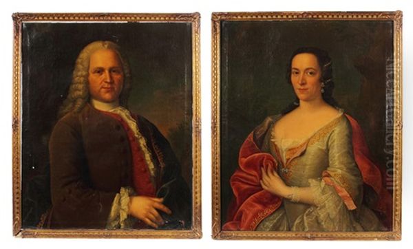 Der Frankfurter Handelsmann Thomas Von Stockum Und Seine Gemahlin Frau Von Stockum (pair) Oil Painting by Franz Lippold