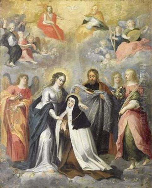 La Vierge Remettant Un Collier A Sainte Therese D'avila Oil Painting by Pieter Lisaert IV