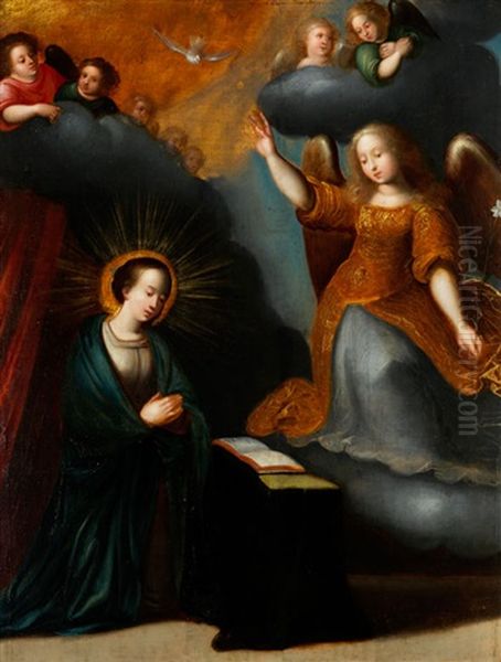 Verkundigung An Maria Oil Painting by Pieter Lisaert