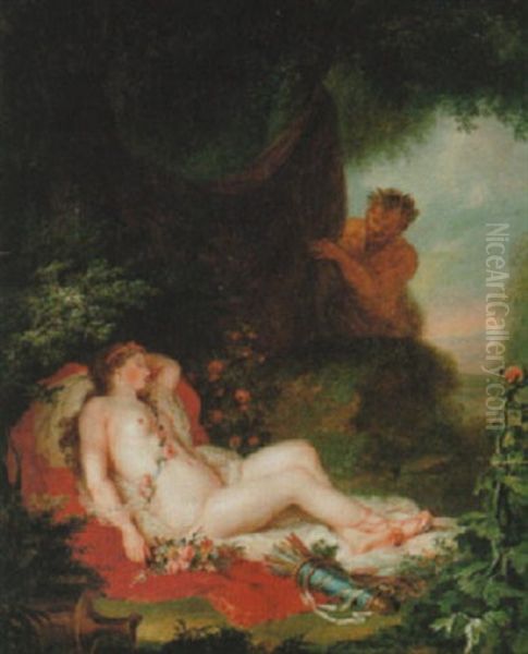 Dianas Nymf Overraskas Av Satyr Oil Painting by Anna Dorothea Lisiewski