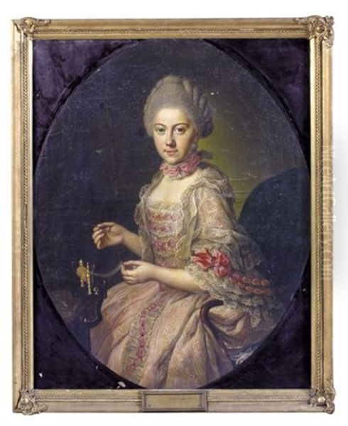 Portrait Of Augusta Dorothea Princess Of Brunswick-wolfenbuttel Oil Painting by Anna Rosina Lisiewski