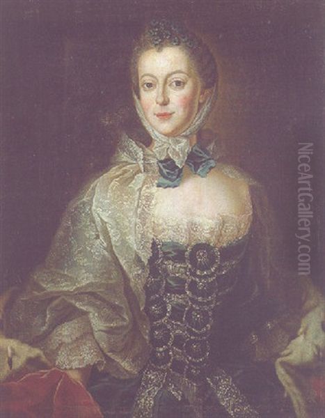 Portrait Of Elisabeth-friederike Sophie, Duchess Of Wurttemberg, Nee Countess Of Brandenburg-bayreuth Oil Painting by Anna Rosina Lisiewski