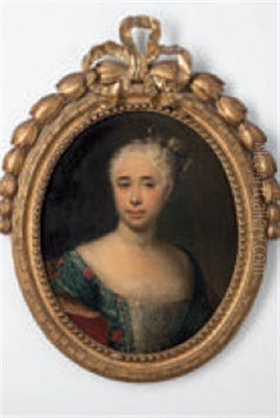 Bildnis Einer Dame Mit Schleife Im Haar Oil Painting by Christian Friedrich Reinhold Lisiewski