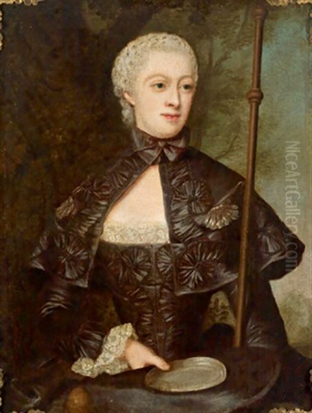 Bildnis Der Grafin Juliane Wilhelmine Von Bose, Geb. Grafin Zu Putbus, Als Pilgerin Mit Zinnteller by Christian Friedrich Reinhold Lisiewski