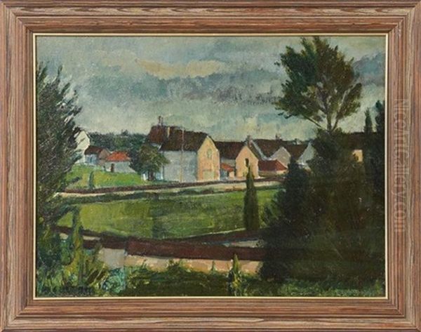 Landscape With A Village Oil Painting by Herrmann Lismann