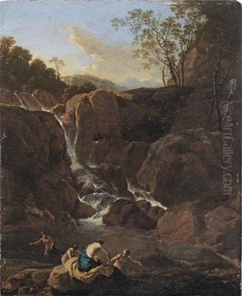 Diana Surprised At Her Bath Oil Painting by Dirck Van Der Lisse