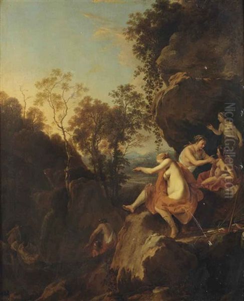 Diana And Callisto Oil Painting by Dirck Van Der Lisse