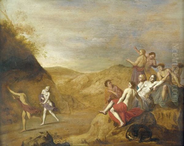 Der Wettlauf Zwischen Atalante Und Hippomenes Oil Painting by Dirck Van Der Lisse