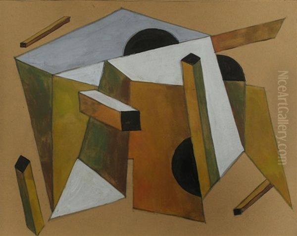 Abstrakte Komposition Oil Painting by El Lissitzky