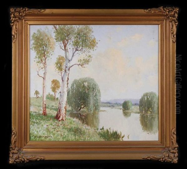 River Landscape Oil Painting by William Lister-Lister