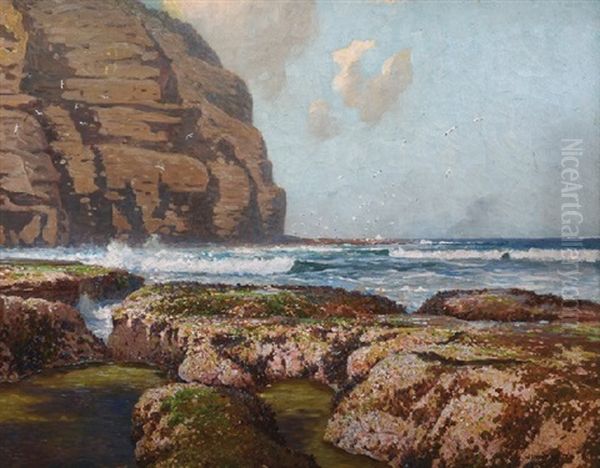 Rocky Coastline Oil Painting by William Lister-Lister