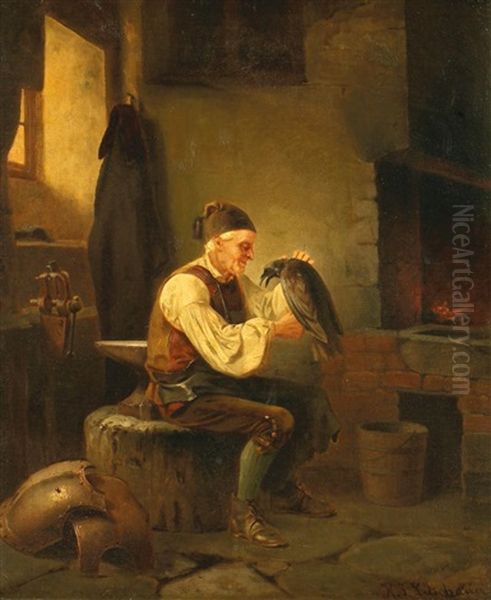 Der Waffenschmied Oil Painting by Karl Josef Litschauer