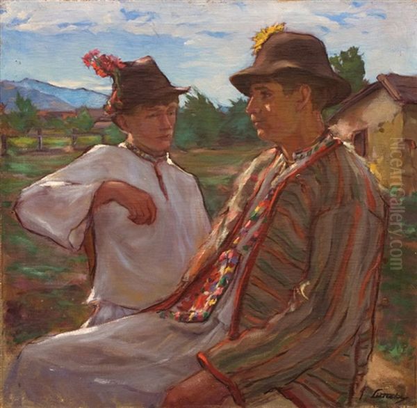 Peasants From Maramures Oil Painting by Endre Litteczky