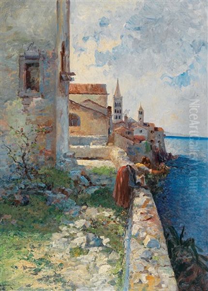 On The Istrian Coast Oil Painting by Leontine (Lea) von Littrow