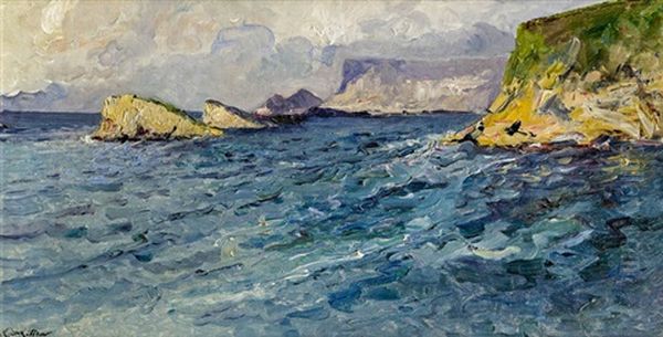 Kustenlandschaft Bei Ragusa (dubrovnik) Oil Painting by Leontine (Lea) von Littrow