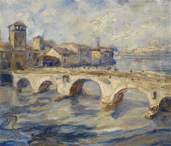 Ponte Pietra Mit Wachturm In Verona/etsch Oil Painting by Leontine (Lea) von Littrow