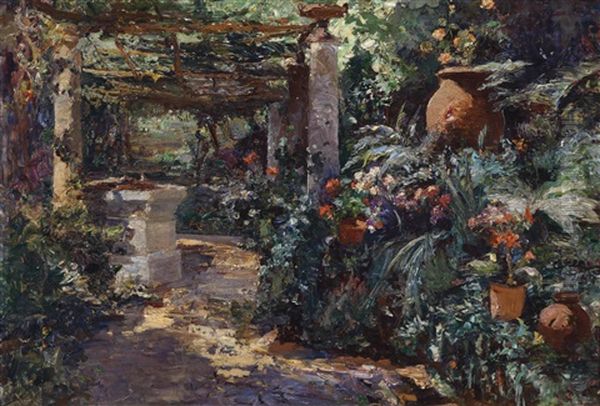 Sudliche Gartenlandschaft (abbazia?) Oil Painting by Leontine (Lea) von Littrow