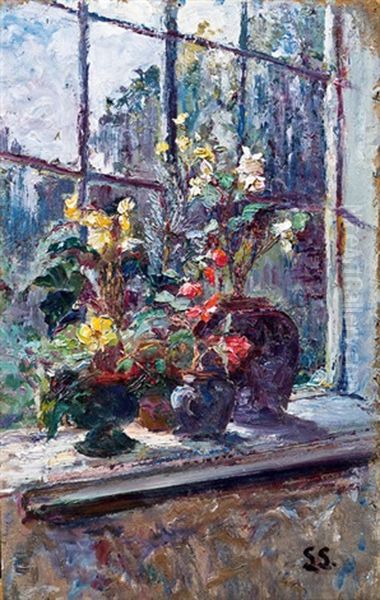 Blumen Am Fenster by Leontine (Lea) von Littrow