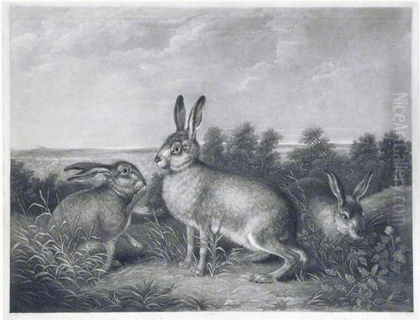 Hares Oil Painting by Thomas Bennet