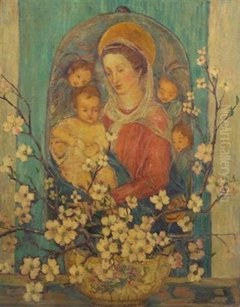 Madonna And Child Oil Painting by Dorothea M. Litzinger