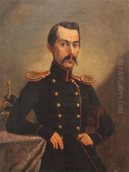 Portrait Of An Officer Oil Painting by Niccolo Livaditti