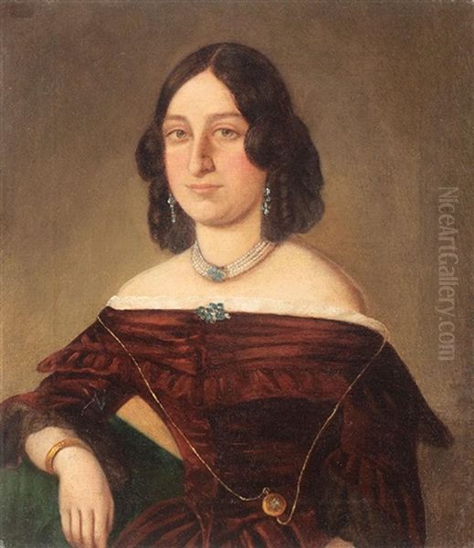 Portretul Smarandei Vogoride, A Doua Sotie A Domnitorului Mihail Sturdza Oil Painting by Niccolo Livaditti