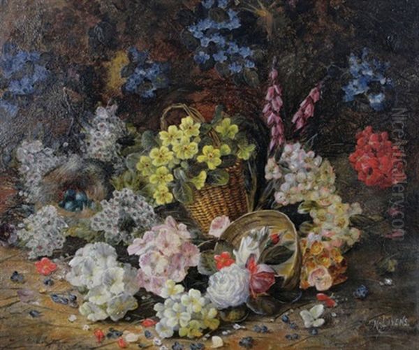 Still Life Of Flowers Oil Painting by Henry John Livens