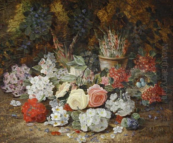 Still Life With Flowers Oil Painting by Henry John Livens