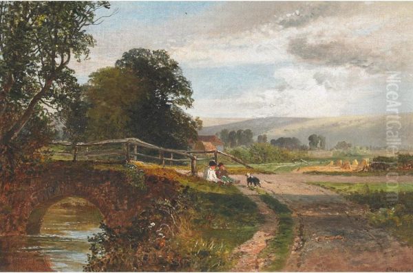 Hamsey Bridge, Sussex Oil Painting by Alfred Bennett