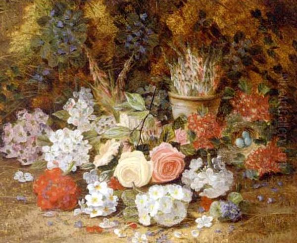 Summer Flowers On A Mossy Bank Oil Painting by Horace Mann Livens