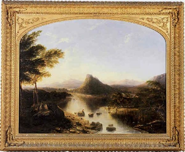 Romantic River Landscape Oil Painting by Montgomery Livingston