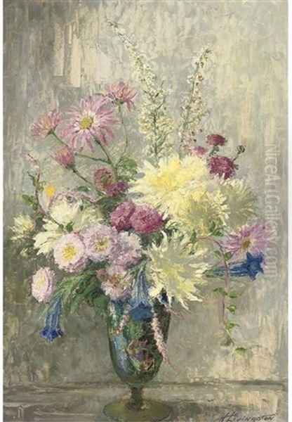 Summer Flowers In A Glass Vase Oil Painting by Nan C. Livingston