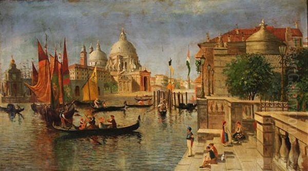 Venetian Canal Scene Oil Painting by William Livingstone Anderson