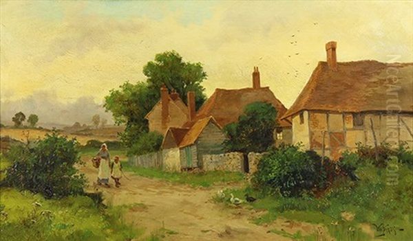 Figures Walking By A Farm Oil Painting by William Livingstone Anderson