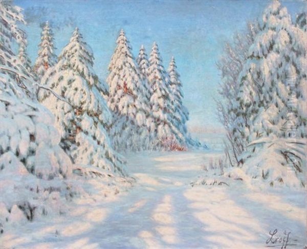 Sapins Sous La Neige Oil Painting by Piotr Livoff Ivanovitch