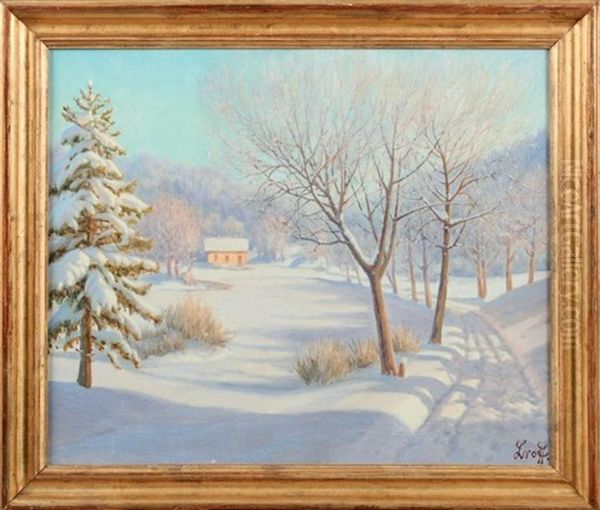 Paysage De Neige Oil Painting by Piotr Livoff Ivanovitch