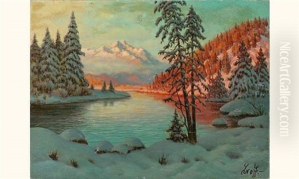 Lac Enneige Oil Painting by Piotr Livoff Ivanovitch