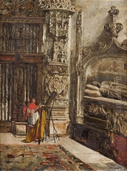 Capilla Del Condestable (burgos) Oil Painting by Angel (Monedero) Lizcano y Esteban