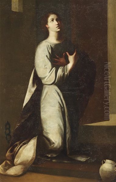 Saint Rufina Oil Painting by Sebastian de Llanos Valdes