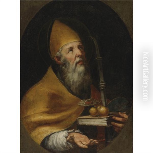 St. Nicholas Of Bari Oil Painting by Sebastian de Llanos Valdes