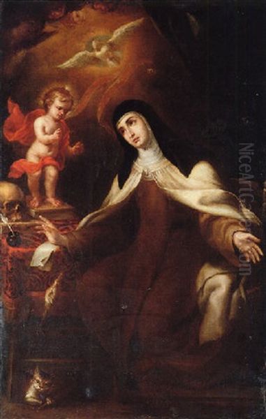 The Christ Child Appearing To Saint Teresa Of Avila Oil Painting by Sebastian de Llanos Valdes