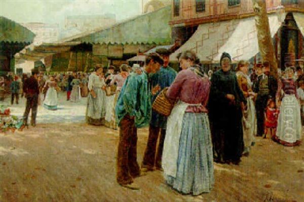 The Marketplace Oil Painting by Juan Llaverias Labro