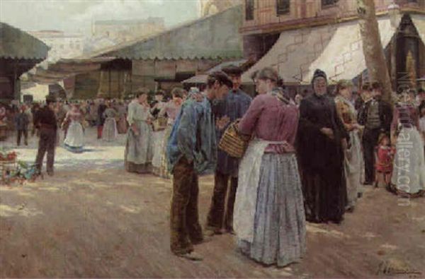 The Marketplace Oil Painting by Juan Llaverias Labro