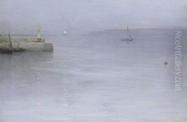 St. Ives At Dusk, Looking Eastwards Across The Bay by William Samuel Henry (Sir) Llewellyn