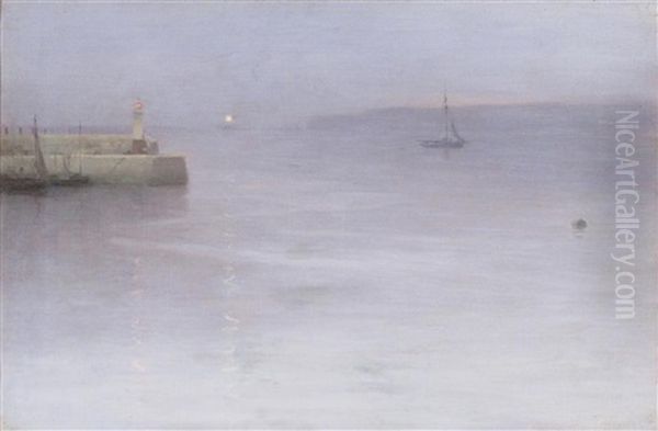 St. Ives Harbor Oil Painting by William Samuel Henry (Sir) Llewellyn