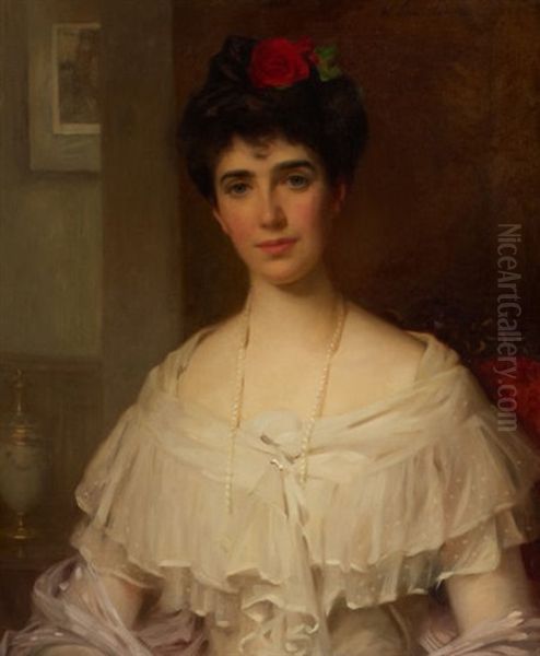 Portrait Of Mrs. Kirk Of Carrickfergus Oil Painting by William Samuel Henry (Sir) Llewellyn